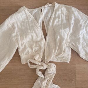 Billabong Wrap Tie Front Blouse – Boho Kimono Sleeve Top